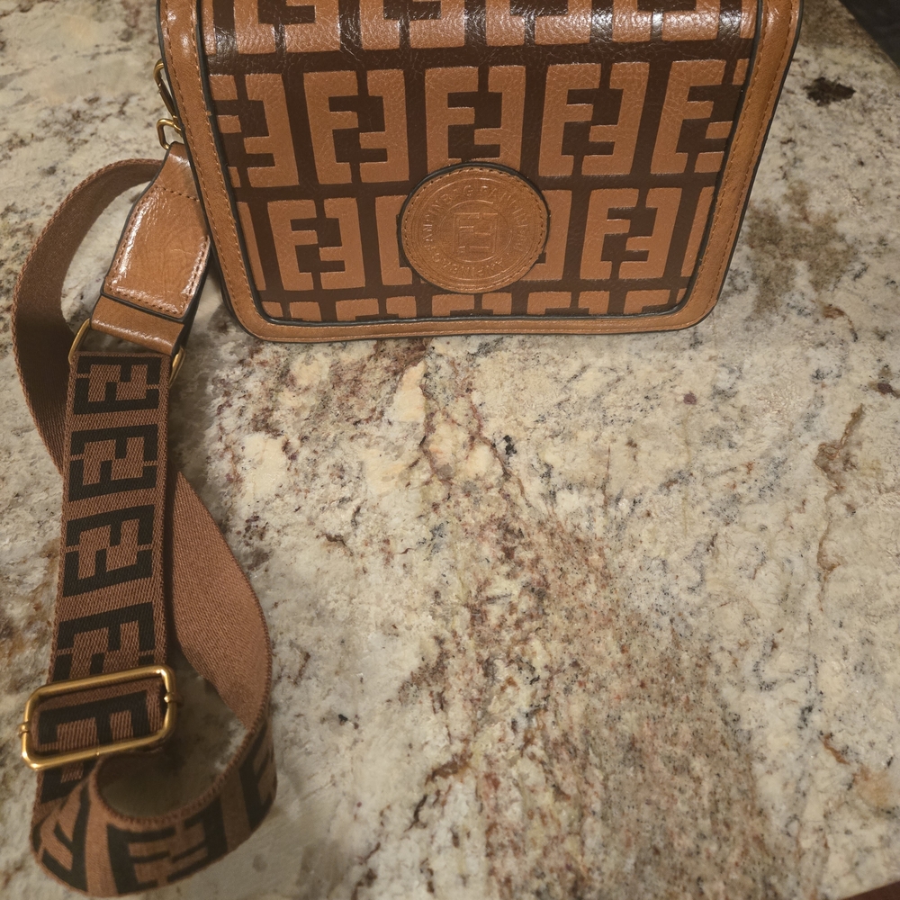 Brown FanPing Crossbody Bag